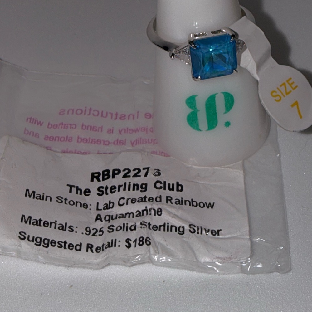 Sterling Silver Ring with Aquamarine Stone